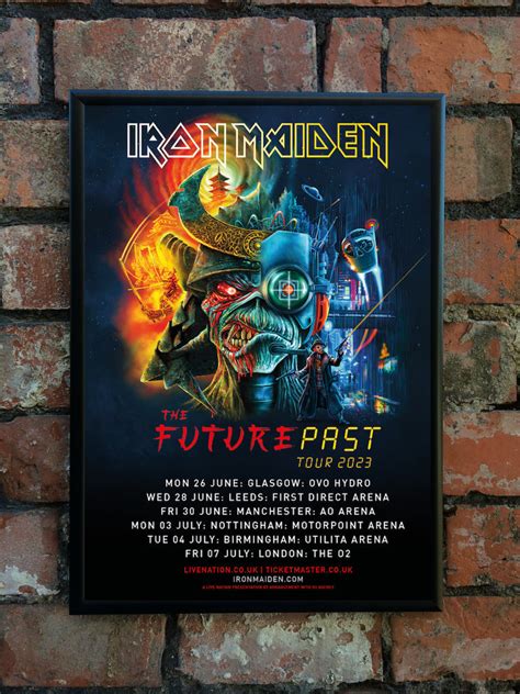 iron maiden 2023 the future past uk tour poster 80 s metal new rock bristol