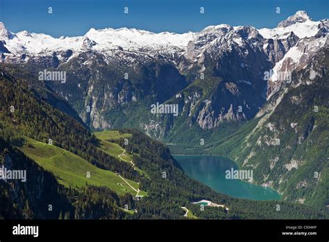 Panoramic View Of The Konigsee Lake Berchtesgaden National Park Stock