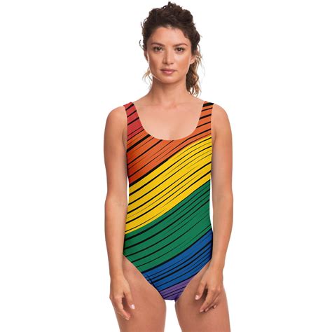 rainbow one piece pride swimsuit subtle lgbt etsy