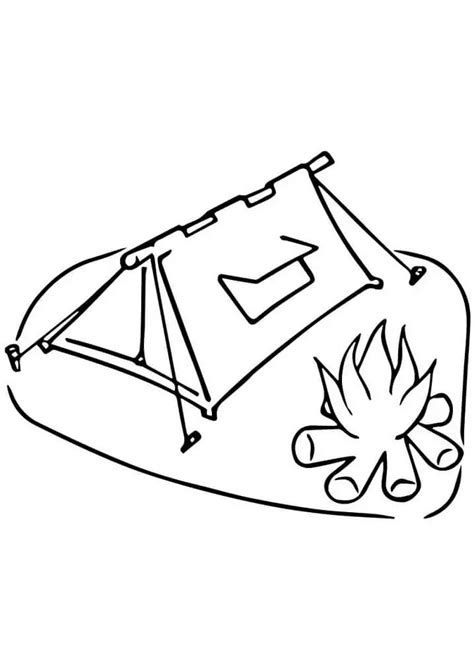 Campfire And Camping Tent Coloring Page Free Printable Coloring Pages