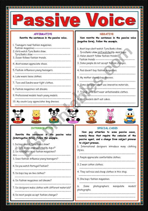 Passive Voice ESL Worksheet By Zmarques