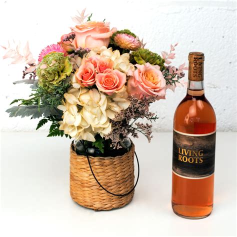 Secret Blush Bouquet And Rose Wine Duo 1 Florist In Rochester Ny