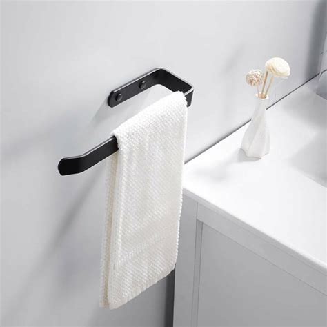 Six vertical arms hold and store towels of many sizes; Extended Towel Ring Holder Racks, 29cm Wall Mounted Black ...