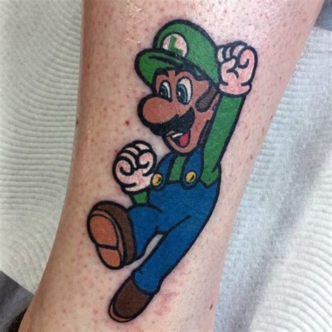 40 Luigi Tattoo Ideas For Men Mario Bros Designs