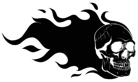Template Of A Vector Graphic Skull Silhouette With Black Flames Vector