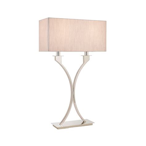 Endon Vienna Table Lamp In Polished Nickel With Beige Shade 63748