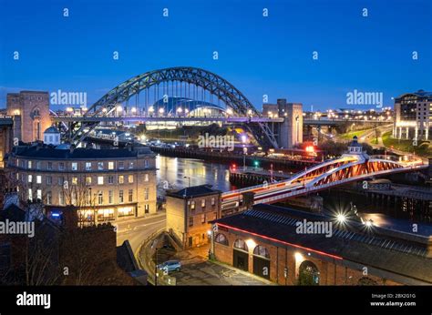 Newcastle Swing Bridge Tyne Bridge And River Tyne At Night Newcastle