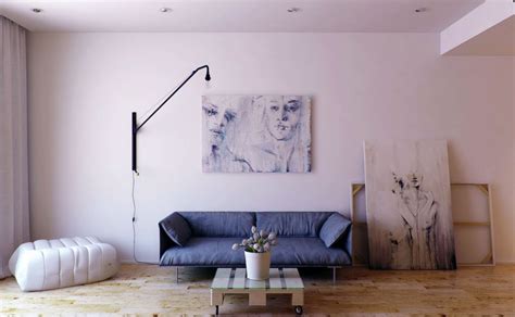 Minimalist Living Room With Cool Wall Painting Interior