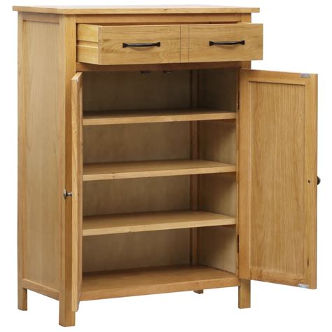 Solid Oak Wood Shoe Cabinet 76x37x105cm Complete Storage Solutions
