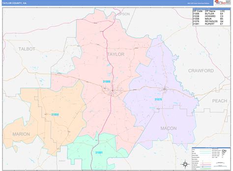 Taylor County, GA Wall Map Color Cast Style by MarketMAPS - MapSales.com