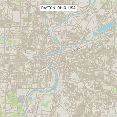 Dayton Ohio Us City Street Map Digital Art By Frank Ramspott Pixels