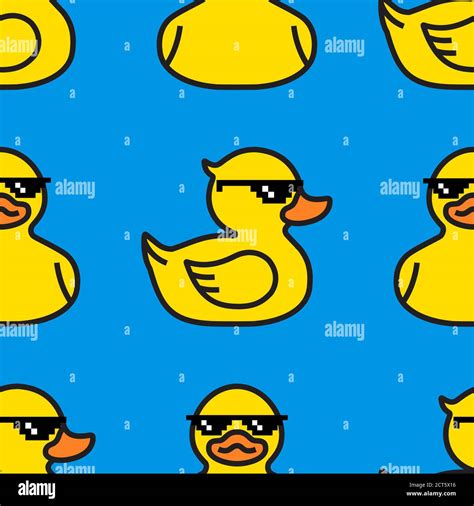 Rubber Yellow Duck In Sunglasses Seamless Pattern Stock Vector Image
