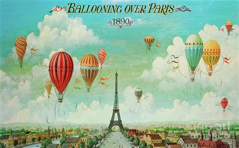 Ballooning Over Paris Hot Air Balloon Eiffel Tower Painting By Tina Lavoie
