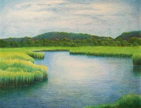 River Colored Pencil Drawing Bestpencildrawing