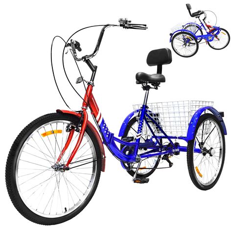 Buy Adult Folding Tricycle 7 Speed Three Wheel Bikes 24 Inch 3 Wheel