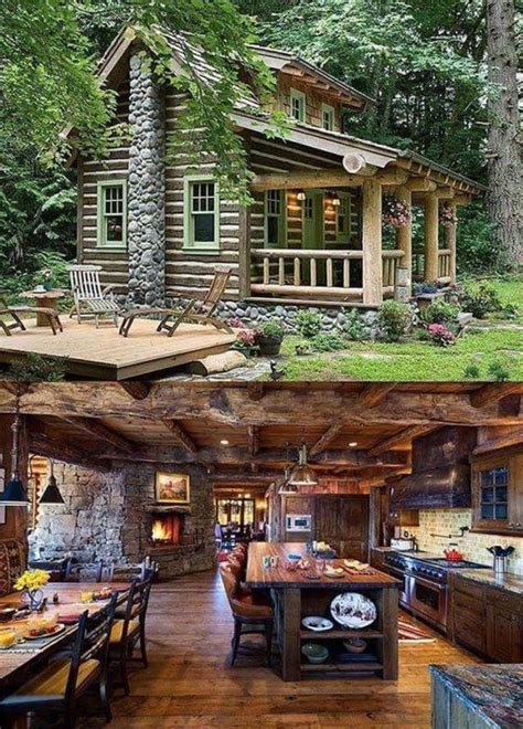 Choosing a selection results in a full page refresh. Cabin interior | Rustic house, Small log cabin, Log cabin ...