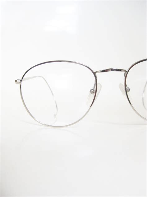Round Wire Rim Mens Glasses Silver Metallic P3 Eyeglasses