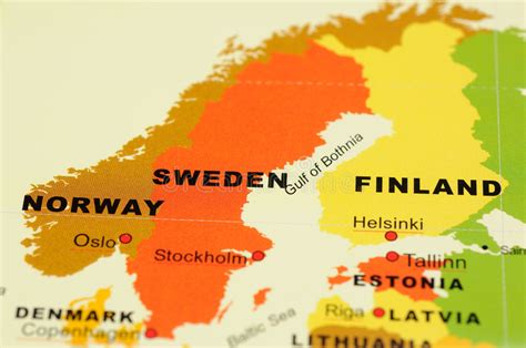 Norwegen Schweden Und Finnland Auf Karte Stockfoto Bild Von Standort