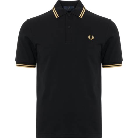 Fred Perry Twin Tipped Polo Shirt Black And Gold At Dandy Fellow