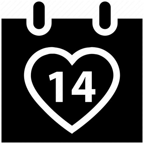 14 February Calendar Date Day Heart Valentine Day Icon