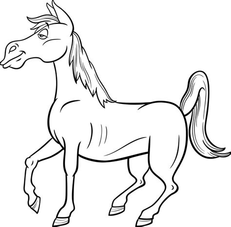 Funny Cartoon Horse Farm Animal Character Coloring Book Page 4788906