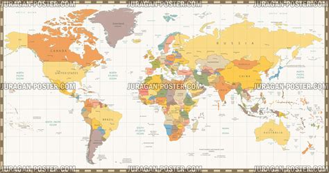A0, a1, a2, a3, a4, a5, a6, a7, a8, a9, a10. World Map - peta Dunia - Jual Poster di Juragan Poster