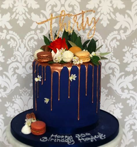 Blue And Rose Gold Drip Cake Etoile Bakery