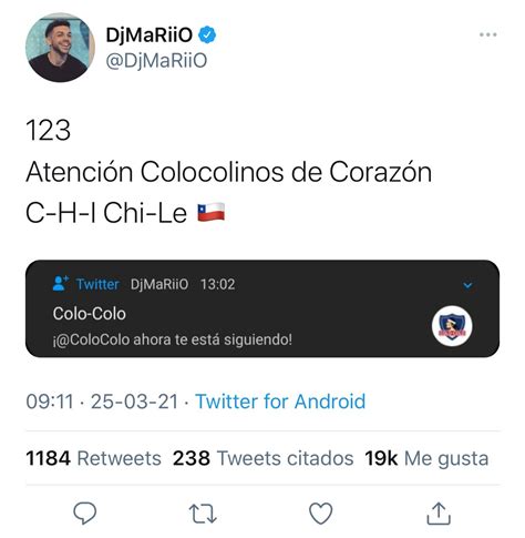 Colo Colo Youtuber De Fifa Djmariio Comparte Orgulloso Que Colo Colo Lo Siguió En Twitter