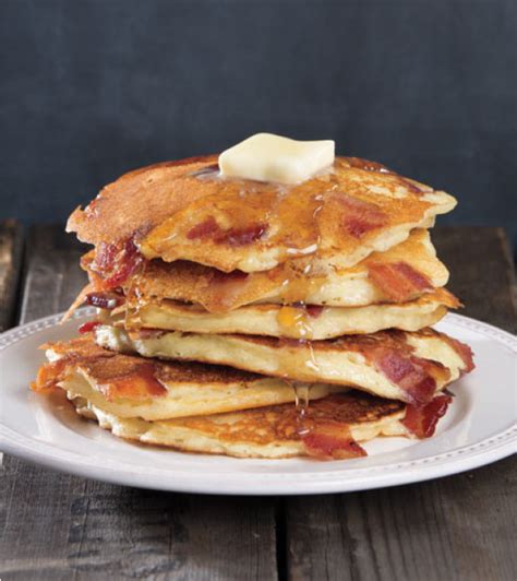 Buttermilk Bacon Pancakes With Bourbon Maple Syrup