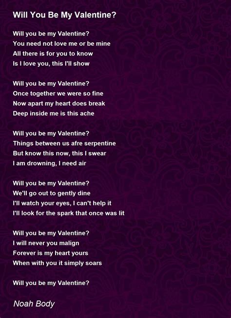 Will You Be My Valentine Will You Be My Valentine Poem By Noah Body