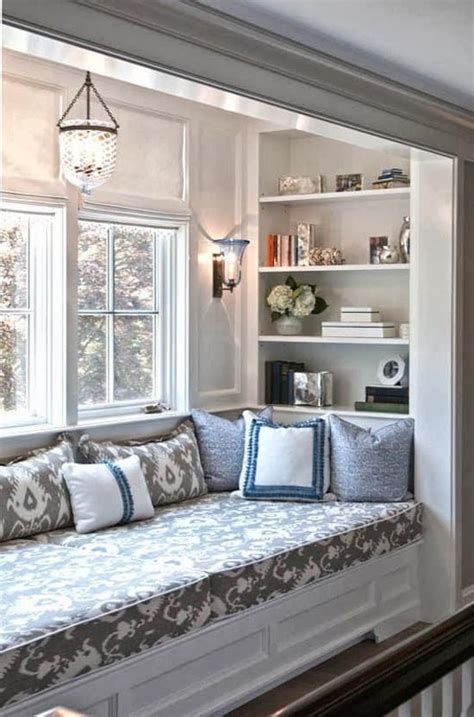 Empty reading seat with bookcase. Cozy Nooks