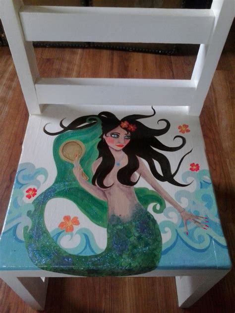 Childs Hand Painted Mermaid Chair Sample Only Etsy