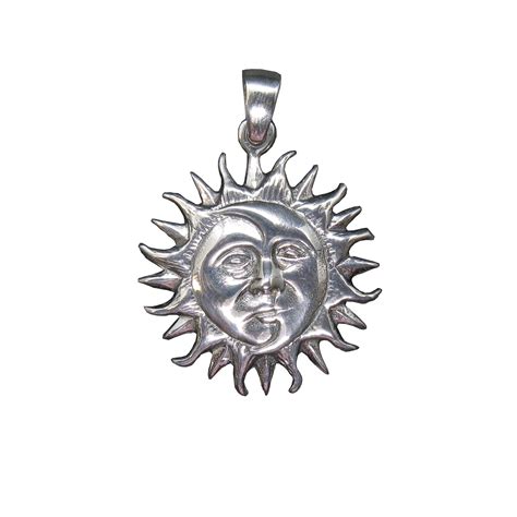 Sterling Silver Pendant Sun And Moon Solid Hallmarked Etsy