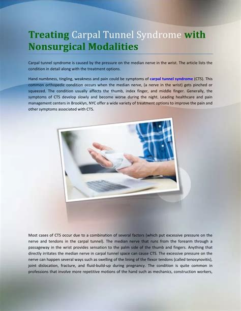 Ppt Treating Carpal Tunnel Syndrome With Nonsurgical Modalities