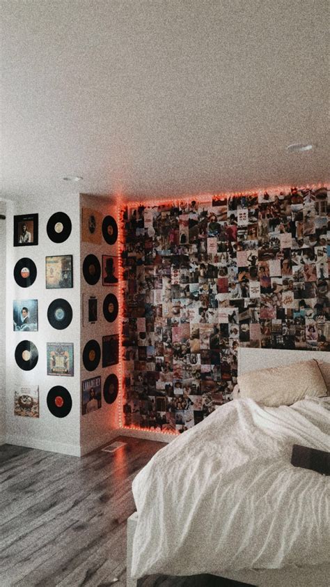 They add drama and a strong sense of style to any bedroom. grunge room aesthetic, wall collage, record wall in 2020 ...
