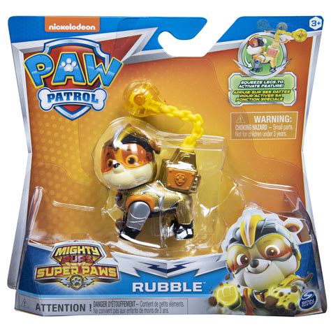 Details About Paw Patrol Mighty Pups Super Paws Rubble Figure With