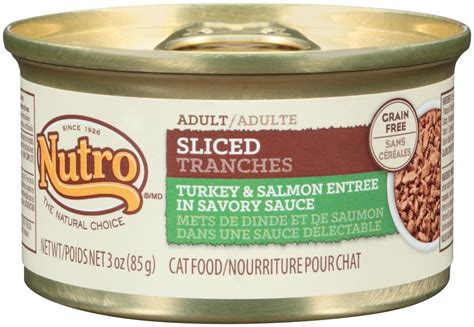 All of nutro's wet food options are made with real meat as the first ingredient and they come in a variety of textures to suit your cat's individual preferences. Nutro Adult Sliced Turkey and Salmon Entree Canned Cat ...