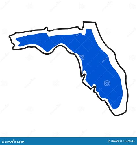 Isolated Map of the State of Florida Stock Vector - Illustration of