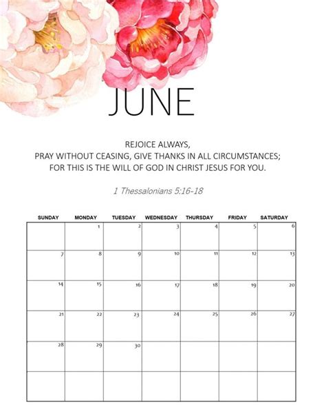 Free June 2020 Floral Calendar Calendar Flower Calendar December