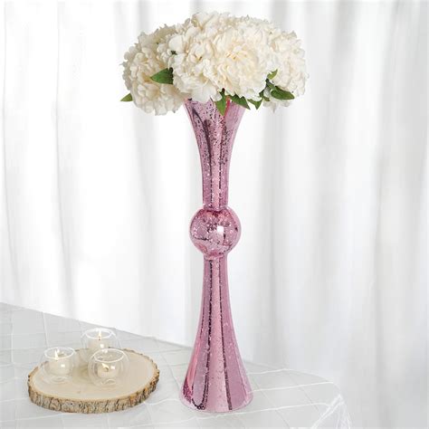 24 Inch Tall Mercury Glass Trumpet Centerpiece Vases Wedding Party