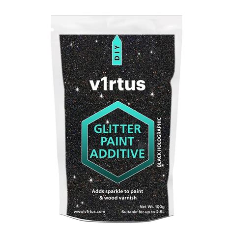 V1rtus Black Holographic Glitter Paint Crystals Additive 100g Emulsion