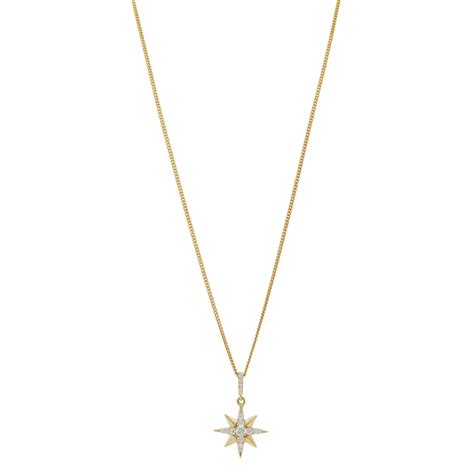 Simply Silver 14ct Gold Plated Sterling Silver Star Pendant Necklace