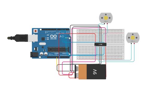 Circuit Design Interfacing Of Dc Motors Using L293d Tinkercad
