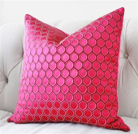 Pink Pillow Cover Raspberry Pink Geometric Pillow Fuchsia Etsy
