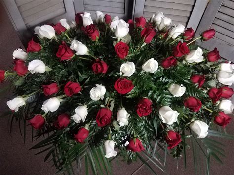 Red And Whire Rose Casket Spray In Columbia Pa Flowers By Us