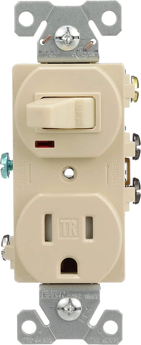 Eaton Wiring Tr274v 3 Wire Receptacle Combo Single Pole Switch With