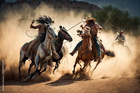 Intense Fight Between Native Indians And Cowboys At The Battle Of