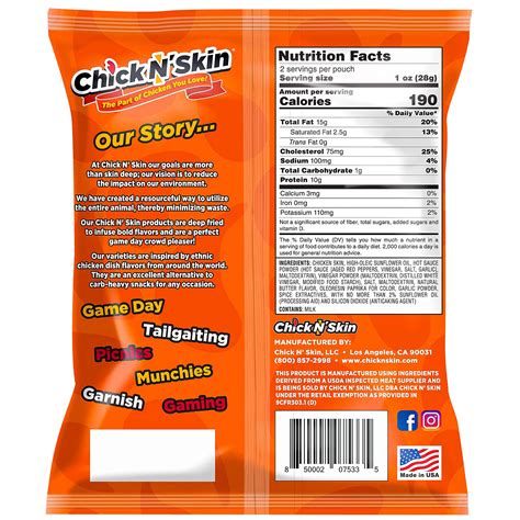 Chick N Skin Fried Chicken Skins Buffalo Wing Flavor 8pack Keto