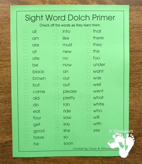 Easy To Use Dolch Sight Word Lists To Print Artofit