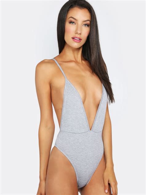 Online Shopping For Backless Deep V Bodysuit Heather Grey From A Great Selection Of Womens